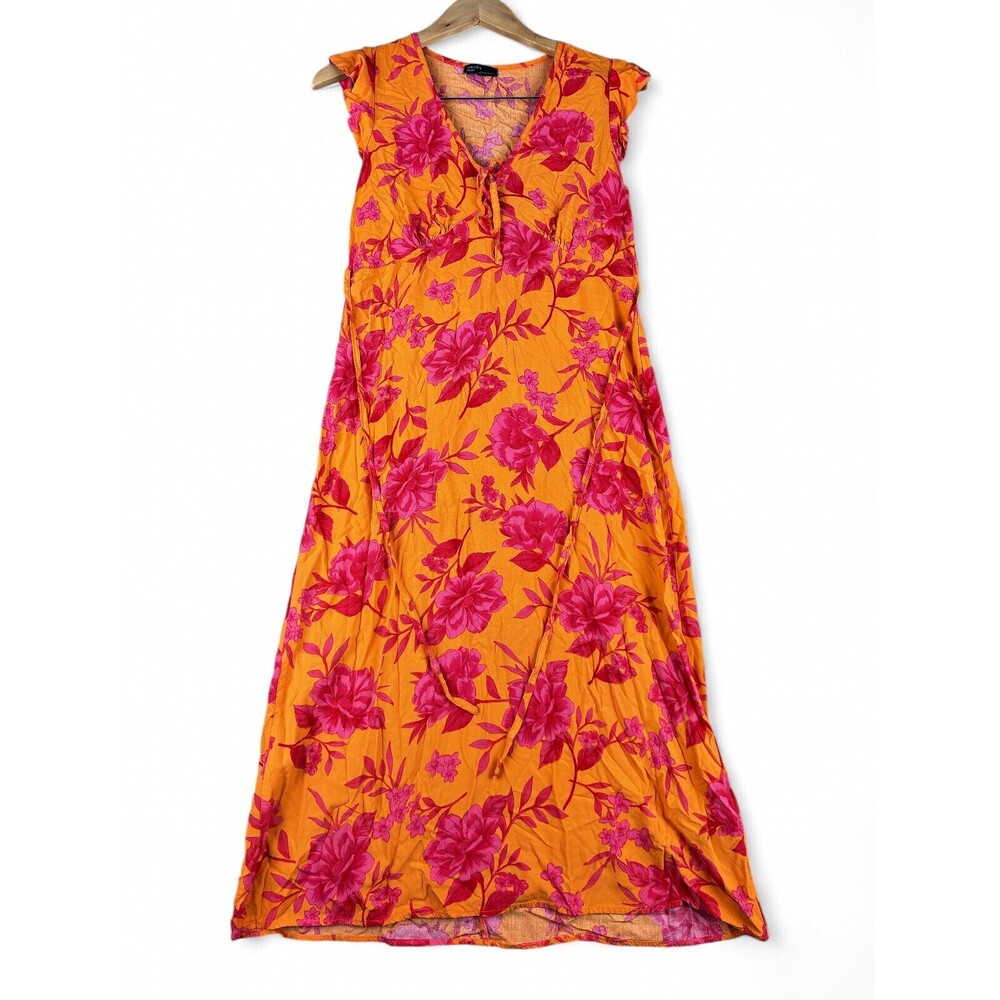 Nobody's Child Floral Orange Pink Maxi Dress Size 6 - Picture 1 of 10